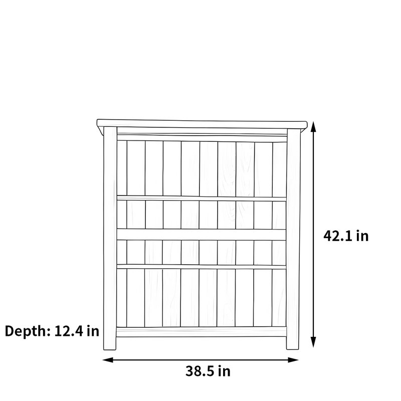 Retro and classic bookcase, (3 Shelves)  42.1"H x 38.5"W x 12.4"D