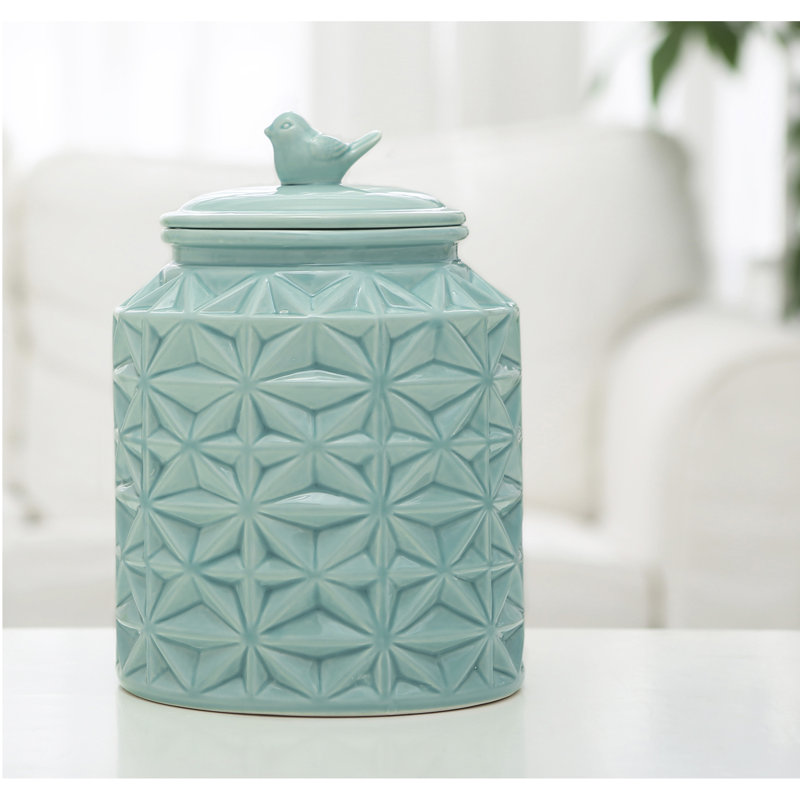 Pot à biscuits en céramique turquoise