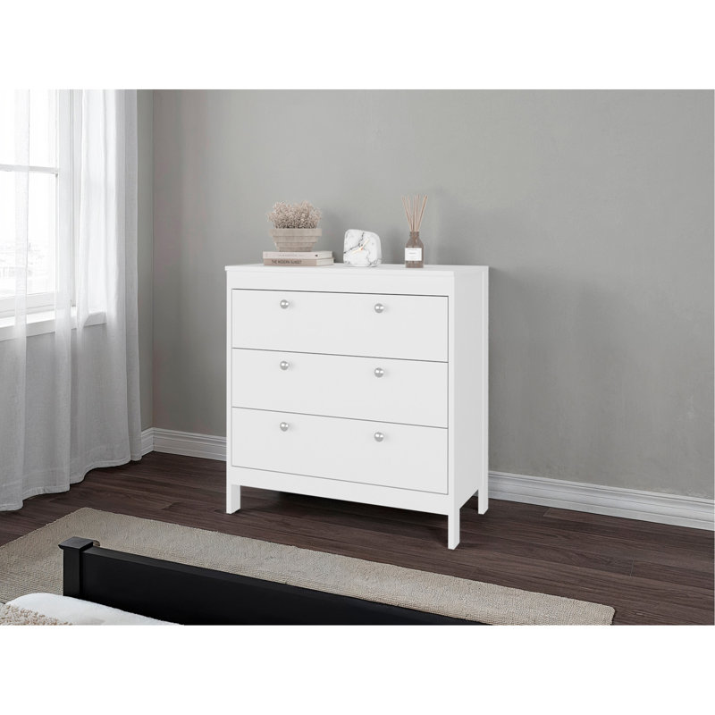 Commode Libby, 3 tiroirs, blanc