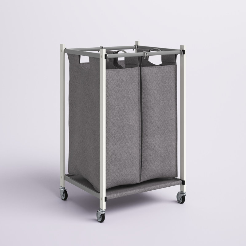 Chariot à linge Bamboo Basics 2, Blanc et gris