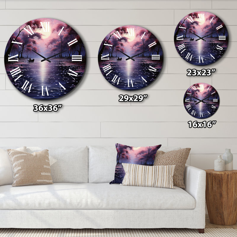 Horloge murale rose en métal Pointillism, Très grand