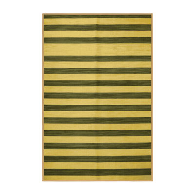 Tapis brun à rayures horizontales lavable à la machine
