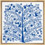 «Blue Fern, Rabbit & Squirrel Silhouette Collage Floral», reproduction sur toile-96985354