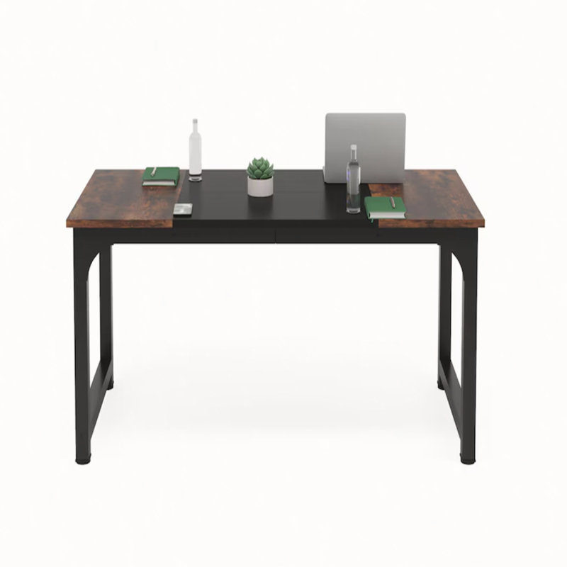 Bureau Waltman, Brun rustique / noir, H 29,52 po x l 70,86 po x P 31,49 po