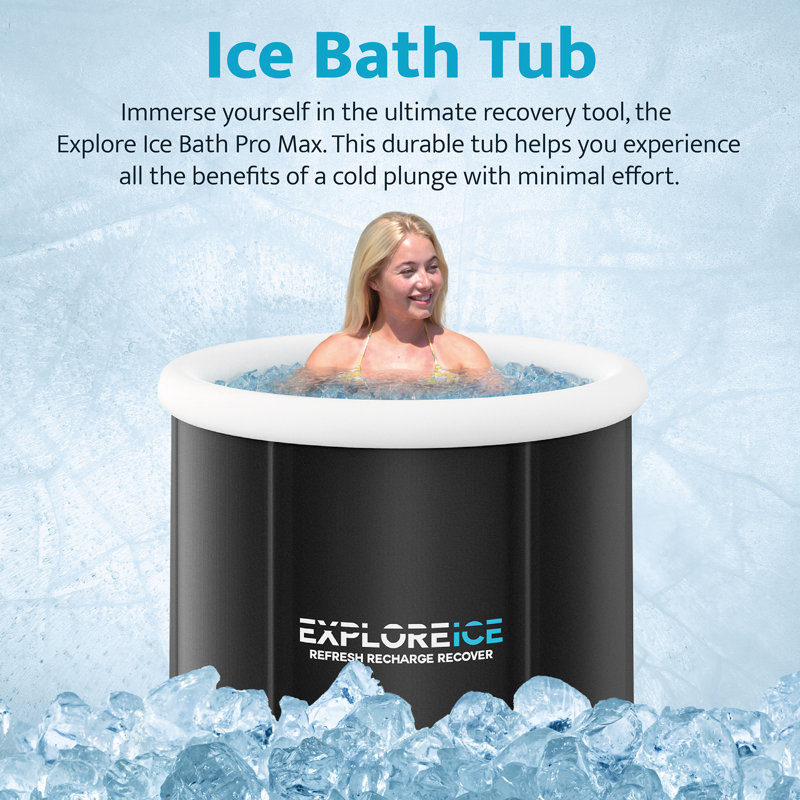 Bain de glace Explore avec couvercle, Noir