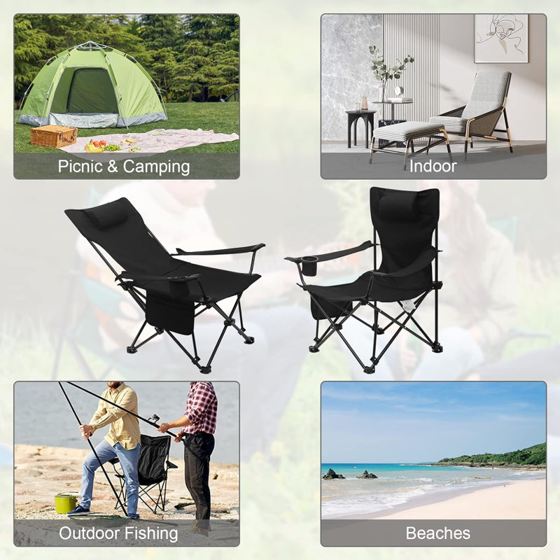 Mineo Reclining Camping Chair, Black