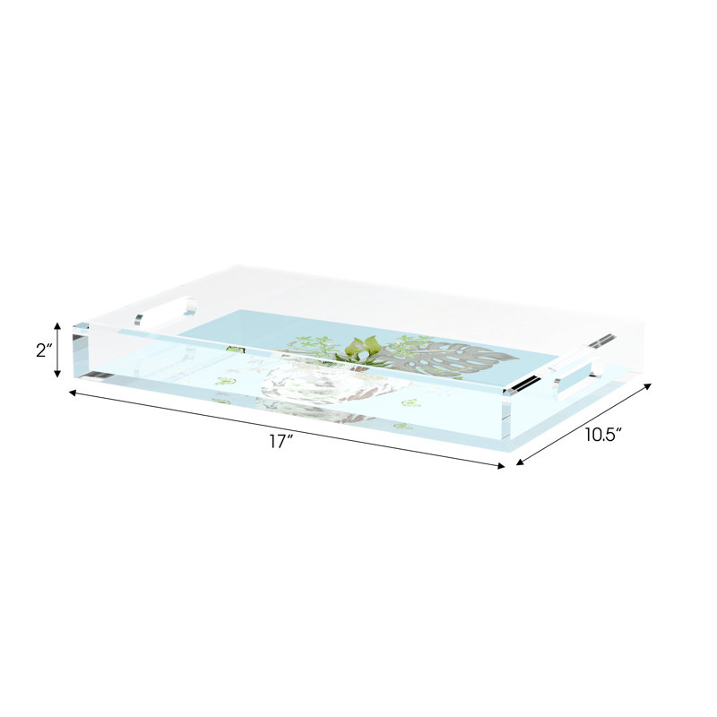 Monkey Large Jungle Acrylic Rectangle Decorative Tray, Green Which, 17"W x 10.5"D x 2"H