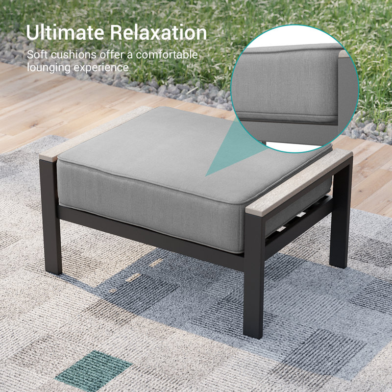 2-Piece Ottoman with Solution-Dyed Fabric Cushion, Gray