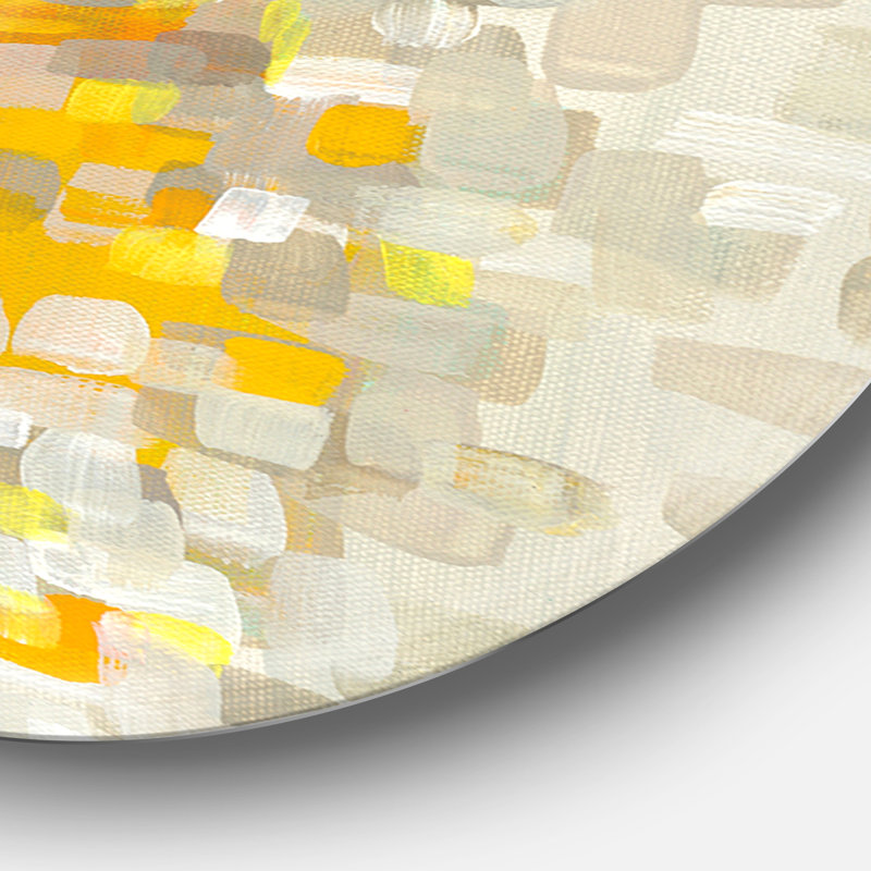 Art mural rond en métal Glam Yellow Explosion Blocks, H 11 po x l 11 po