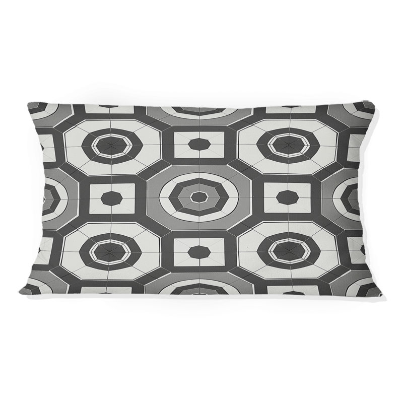 Coussin lombaire gris Mid-Century Hexagon I