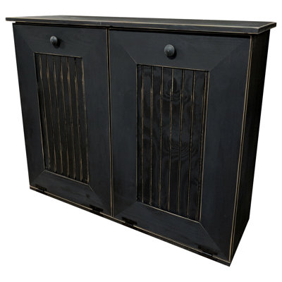 Solid Wood Manual Lift Multi-Compartments Trash & Recycling Bin - 13 Gallons