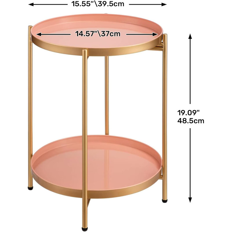 End Table, Pink, Gold