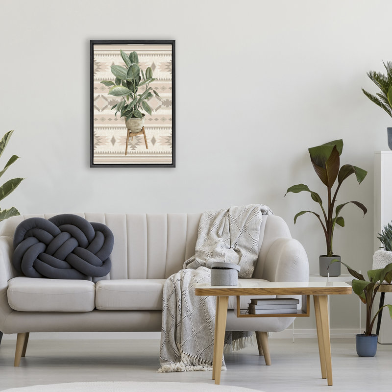 Cadre flottant Aztec Planter Lush Plant, design par Cindy Jacobs, Cadre flottant noir de jais, H 25 po x l 17 po