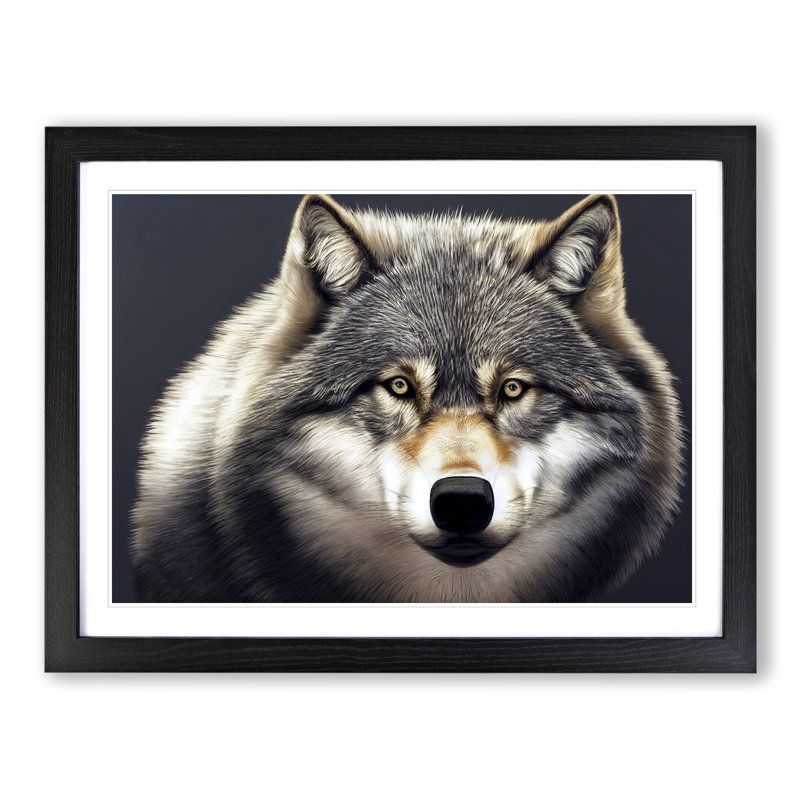 Inspirational Wolf - Framed Print, Black Framed, 46cm H x 64cm W x 2cm D