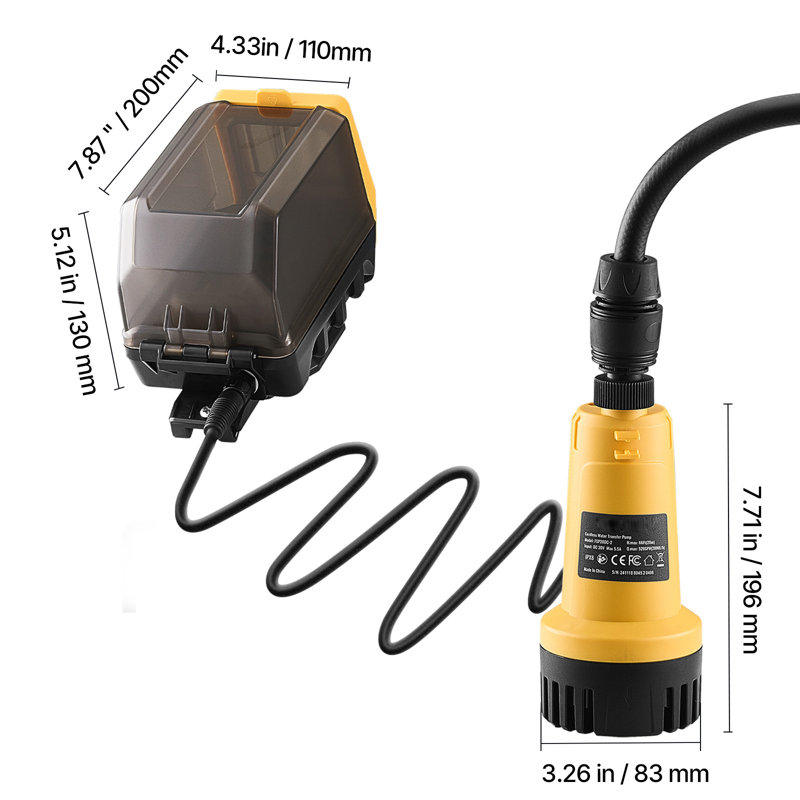 Pompe de transfert d'eau submersible sans fil pour batterie Dewalt 20 V MAX (outil seulement)