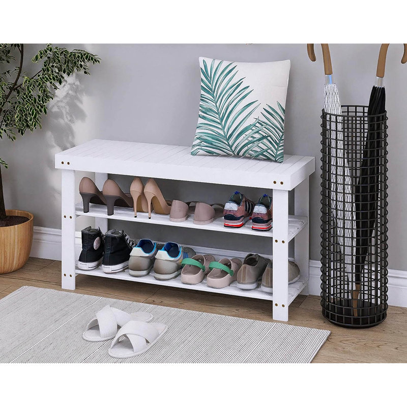 6 Pair Shoe Rack, White