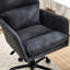 Chaise de bureau en similicuir noir, base noire, réglable en hauteur, convenant à une coiffeuse de chambre à coucher et à d'autres environnements-590365311