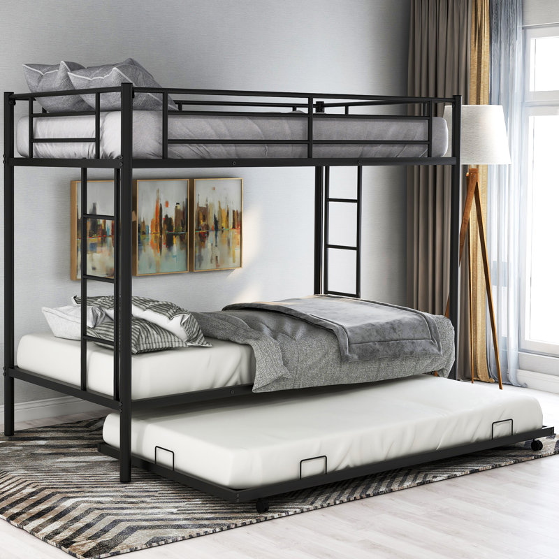 Lechlade Kids Twin Over Twin Bunk Bed, Black