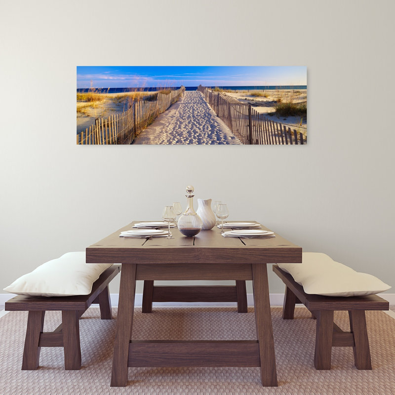 Pathway And Sea Oats On Beach At Santa Rosa Island Near Pensacola Florida by J Sohm/VOA LLC - Wrapped Canvas Panoramic Print