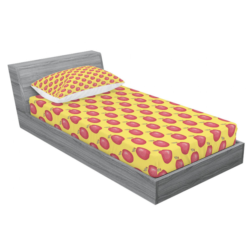 Ensemble de draps en microfibre Fruits, Ensemble de draps pour lit simple avec un drap-hou