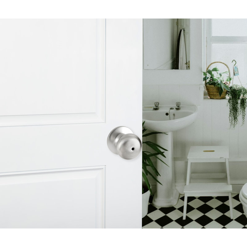 Saxon Satin Nickel Flat Ball Privacy Door Knob Set