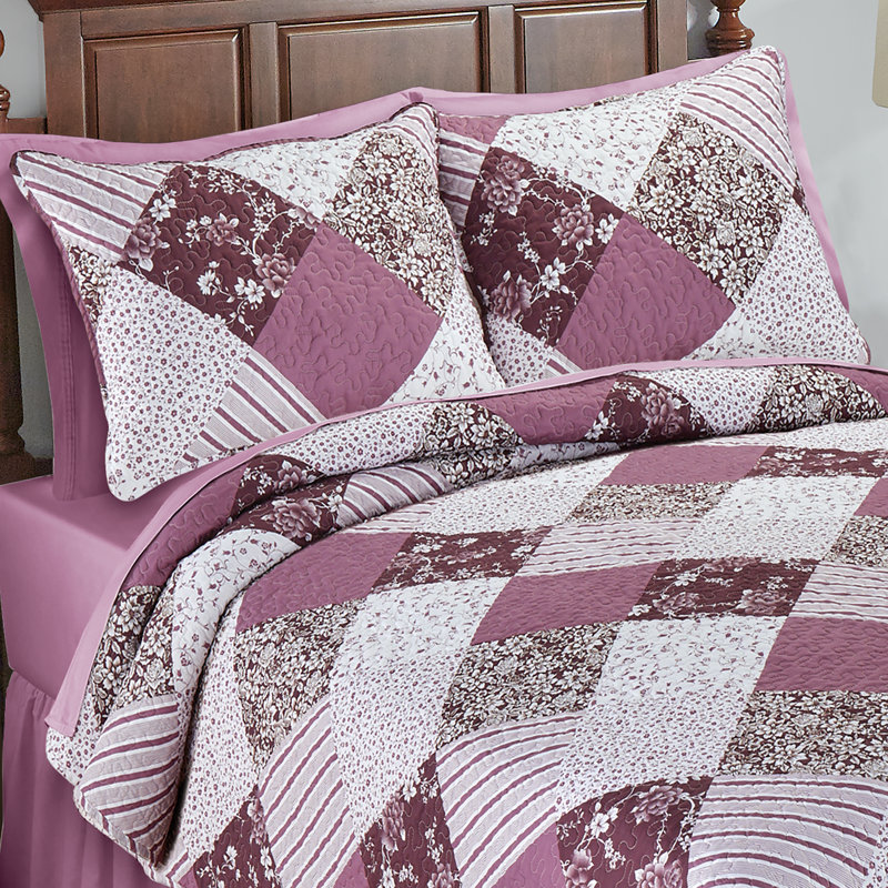Georgia Floral Patchwork Purple Polyester Standard Sham