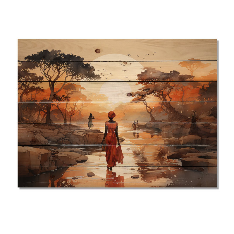 Oritz - Personnage en bois sur bois de pin naturel, H 30 po x l 40 po