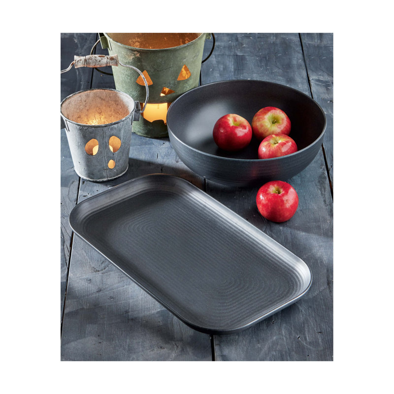 Boothe Melamine Rect Platter Sage, 1.2" H x 10" W x 17.3" D, Charcoal
