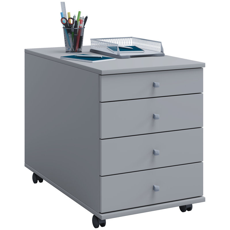 Rayiona 42cm Wide File Cabinet, Grey/Brown/Blue, 75cm H x 42cm W x 57cm D