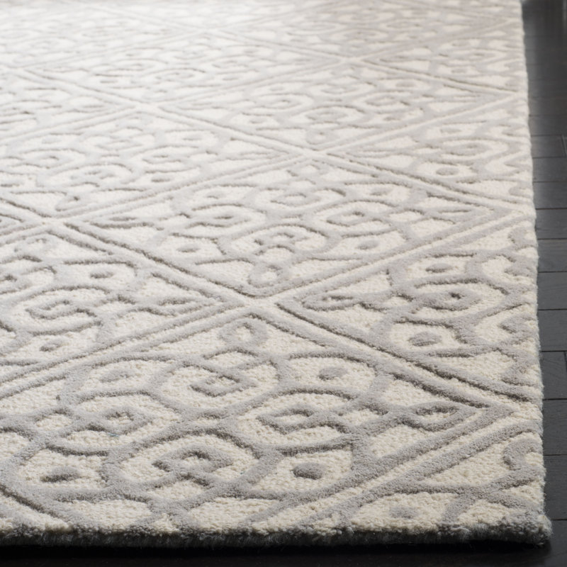 Tapis géométrique en laine touffeté à la main Sadik, Rond 6 pi