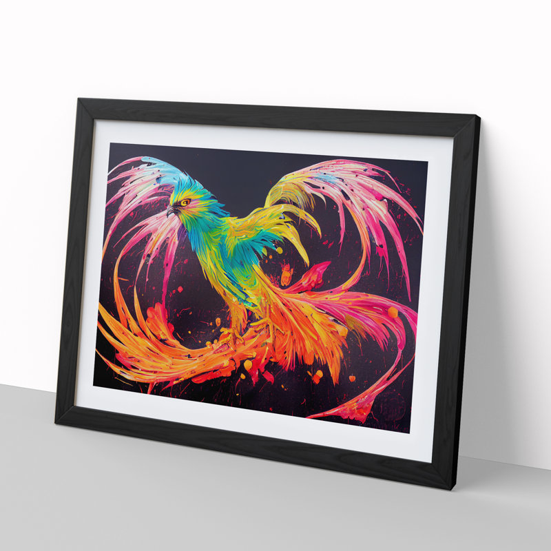XH1022-6912X Phoenix Bird Splash Vol.2 - Single Picture Frame Print, 46cm H x 64cm W x 2cm D, Black Framed