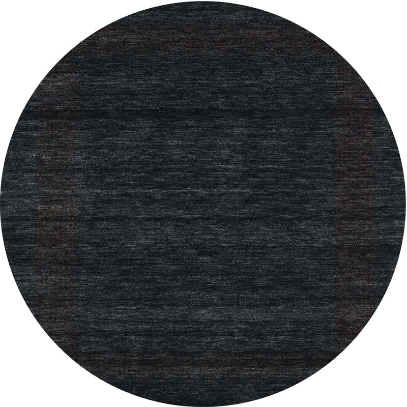 Tapis noir contemporain Ladetto, Rond 7 pi