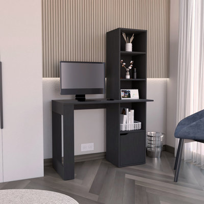 Bureau d'écriture avec bibliothèque et armoire, noir