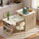 Aether 82.6" Fluted Kitchen Island With Extendable Dining Table For 4-6, Kitchen Island Table With Power Outlet, Double-Side Storage, 2 Drawers And 2 Side Open Shelves
