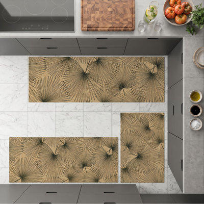 Palm Frond Non-Slip Washable Kitchen Mats
