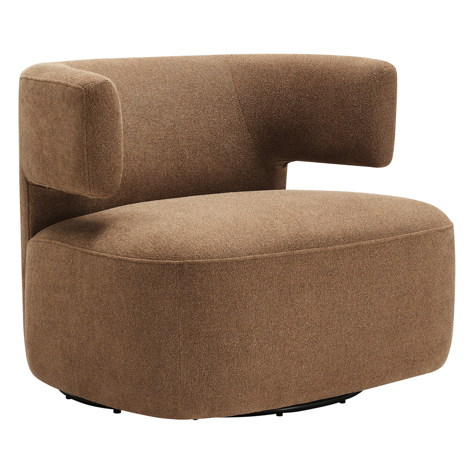 Bascom Upholstered Swivel Barrel Chair, Elite Camel Linen