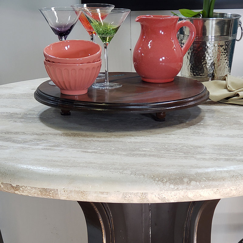 Round Cream Bullnose Travertine Bar Table Model 1204 E