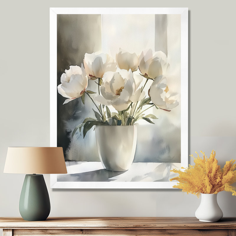 Blaisdell - Art mural floral, Reproduction encadrée d'une seule photo, H 44 po x l 34 po, Blanc