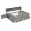 Full Size Grey Pinewood Storage Daybed with 2 Cabinets, 4 Drawers &amp; Shelves - No Box Spring Needed