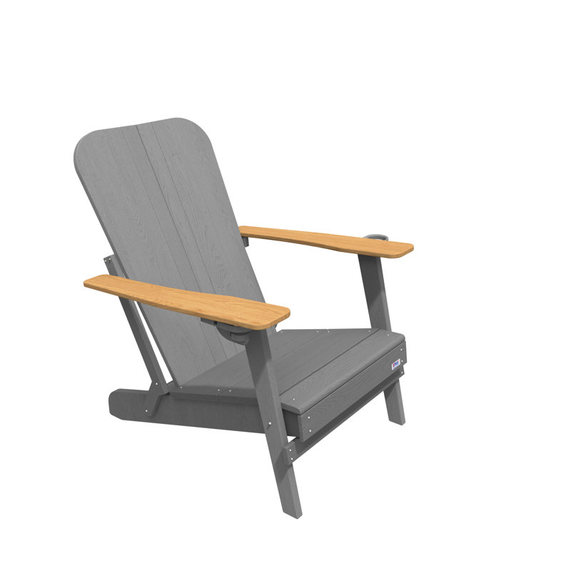 Breianna Foldable Outdoor Adirondack Chair, Gray