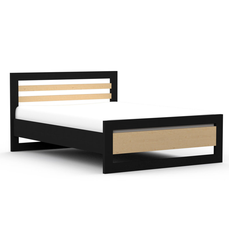 Aurelindo Bed, Double (4'6), Black/Natural