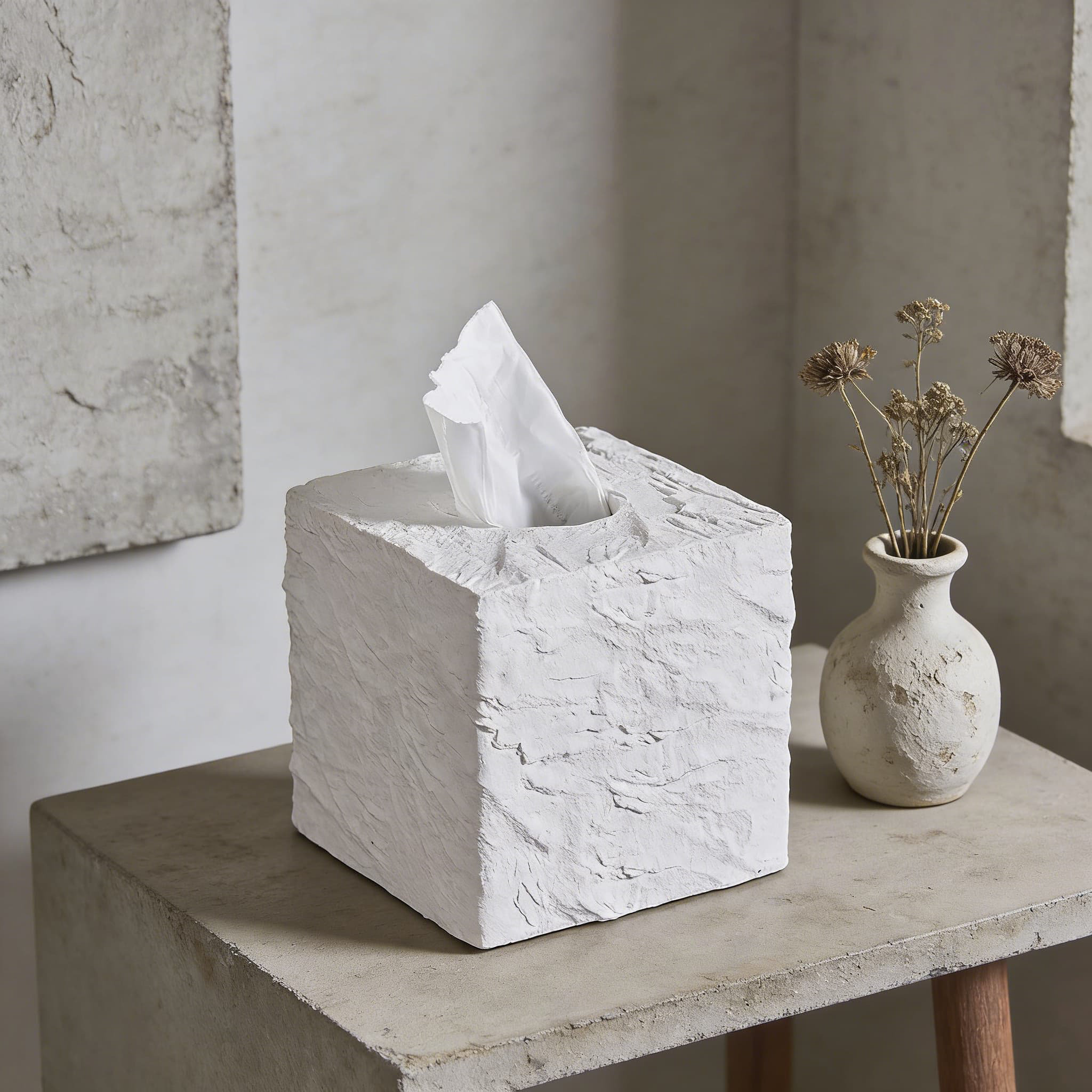 Rebrilliant Natural Rock Textured Resin Tissue Box Cover, Heavy Duty ...