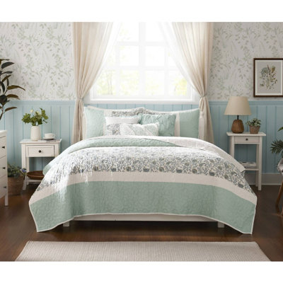 Queen Quilt , 6 Piece, Cotton Reversible With 3 Decorative Pillows Dawn , Queen, , Decor