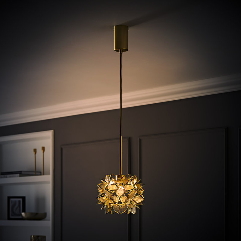 Allissia 1 - Light Brushed Gold Pendant, Clear