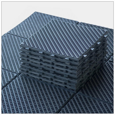 Carreaux de terrasse durables et emboîtables, revêtement de sol en composite facile à installer pour les espaces extérieurs, conception résistante aux intempéries et écologique