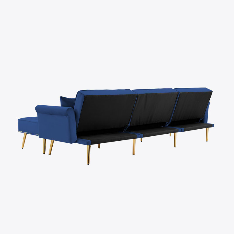 Canapé et méridienne en velours 110,2 po, Velours bleu