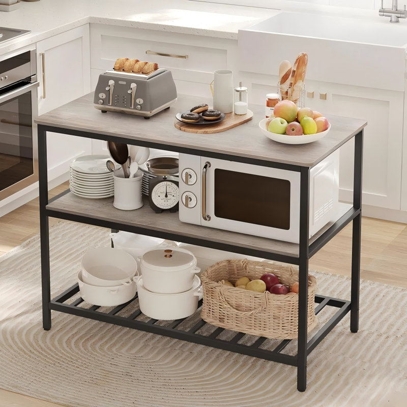 Riggle 47.4'' W Kitchen Island, Greige/Black