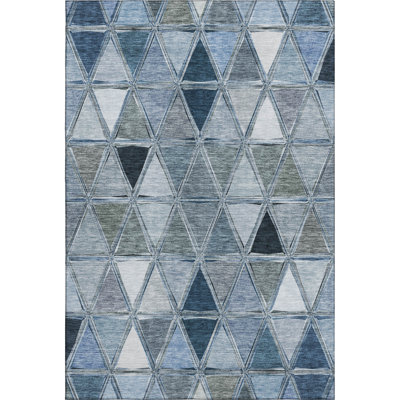 Premium Machine Washable Prisco Blue Rug