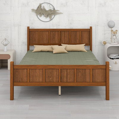 Minimalist  Style Platform Bed with Headboard, Footboard and Wood Grain Detail
