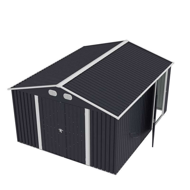 Grande remise en métal avec rangement, remise de jardin verrouillable moderne pour la maison